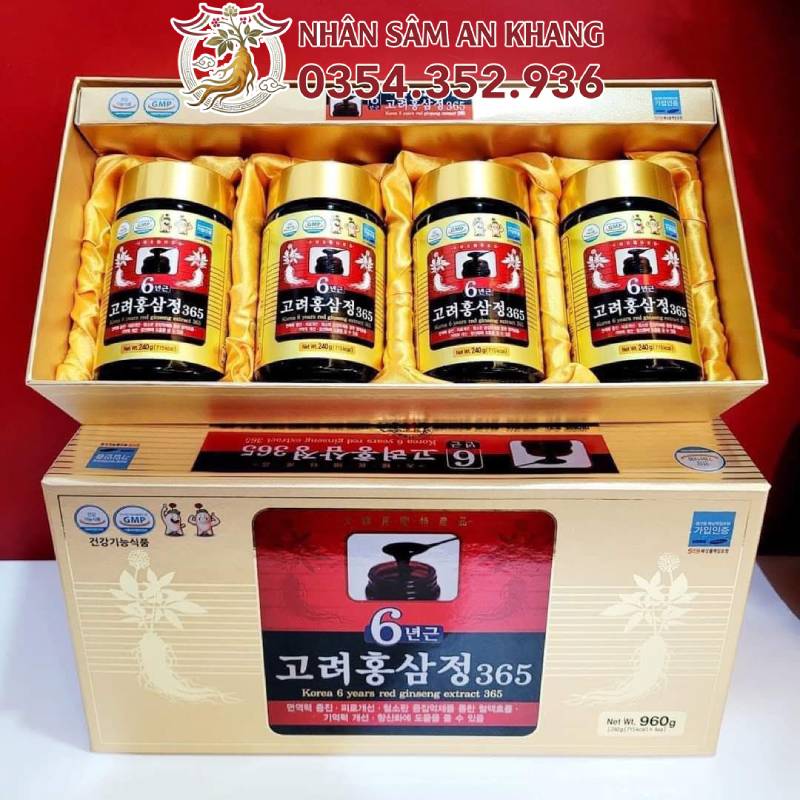 Cao Hồng Sâm Hàn Quốc 365 Hộp 4 Lọ x 240g 10 cao hong sam 365 4 hu 5