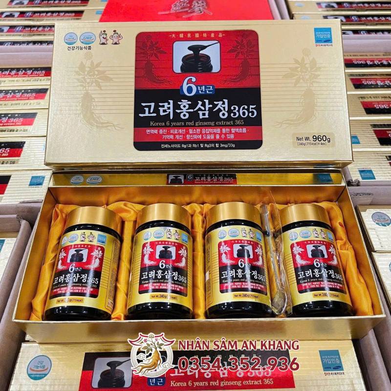 Cao Hồng Sâm Hàn Quốc 365 Hộp 4 Lọ x 240g 12 cao hong sam 365 4 hu 6
