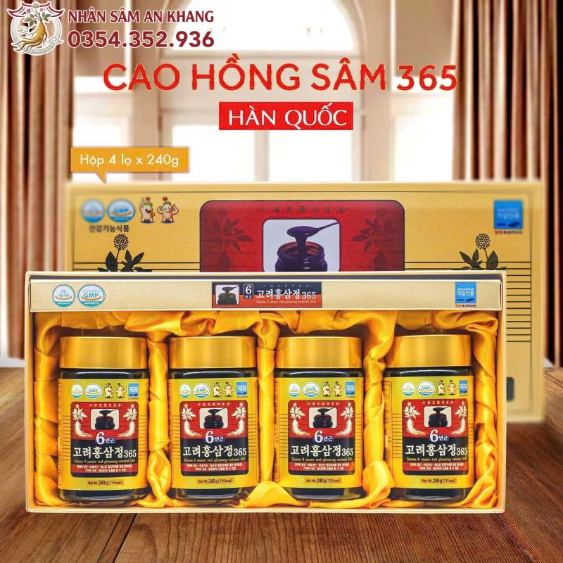 Cao Hồng Sâm Hàn Quốc 365 Hộp 4 Lọ x 240g 9 cao hong sam 365 4 hu 9