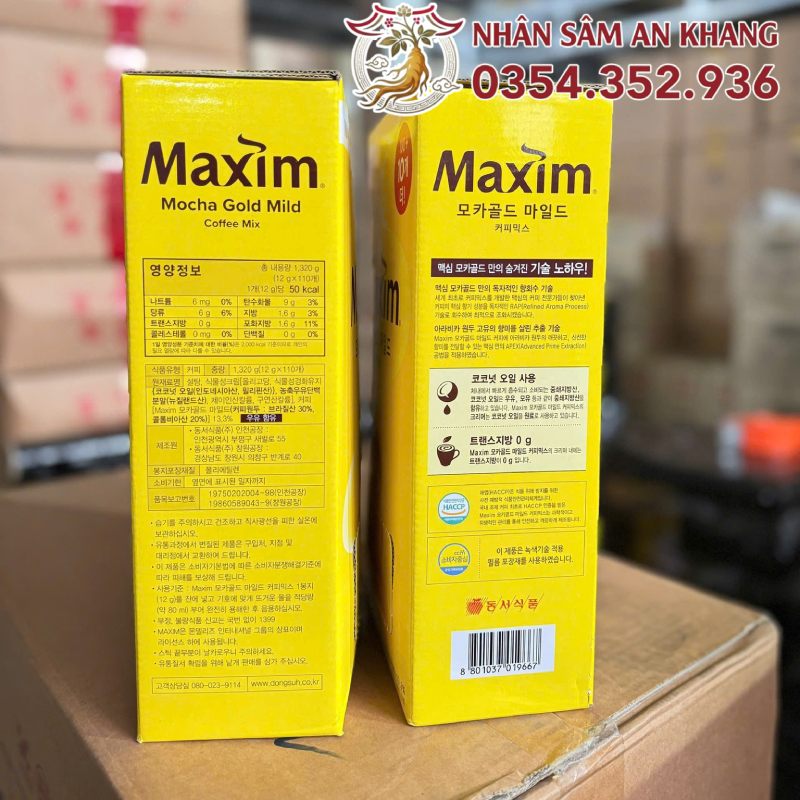 Cà Phê Hòa Tan Maxim Mocha Gold Mild Hộp 100 Gói 12 caphe maxim 7