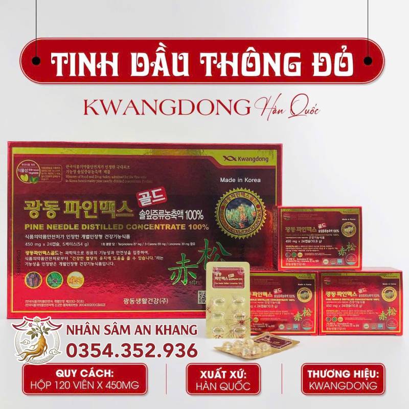 Tinh Dầu Thông Đỏ Kwangdong 100% 120 Viên 9 tinh dau thong do kwangdong 2