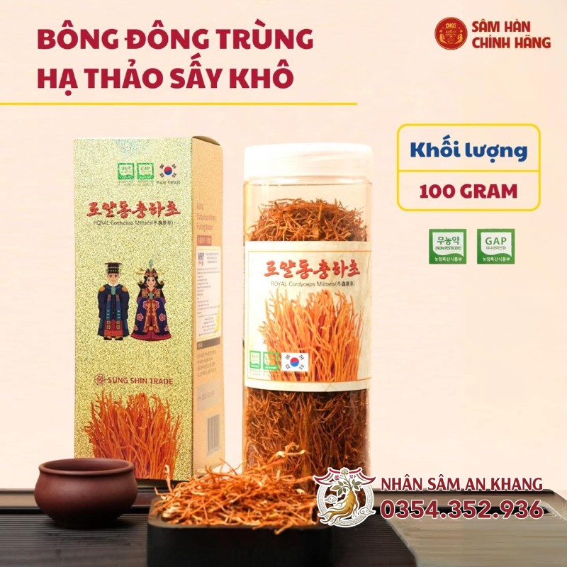 Đông Trùng Hạ Thảo Sấy Khô Daedong Hũ 100G 10 dong trung kho 100g daedong 8