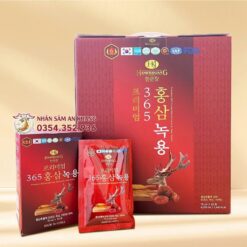 Nước Hồng Sâm Nhung Hươu Linh Chi 365 Hộp 60 Gói x 70ml