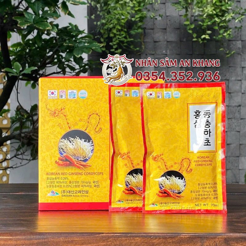 Nước Hồng Sâm Đông Trùng Hạ Thảo Daesan 70ml x 10 Gói 10 nuoc hac sam dong trung ha thao daesan 6