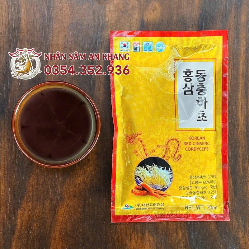 Nước Hồng Sâm Đông Trùng Hạ Thảo Daesan 70ml x 10 Gói 11 nuoc hac sam dong trung ha thao daesan 7