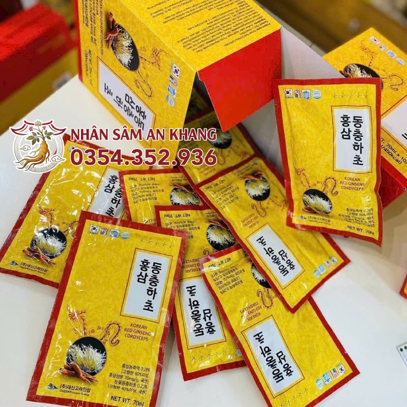 Nước Hồng Sâm Đông Trùng Hạ Thảo Daesan 70ml x 10 Gói 13 nuoc hac sam dong trung ha thao daesan 9