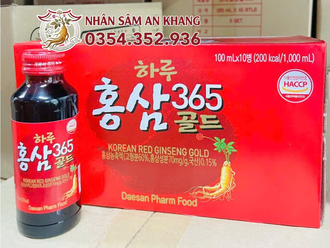 Nước Hồng Sâm 365 Gold Daesan Hộp 10 Chai x 100ml 8 nuoc hong sam daesan gold 3