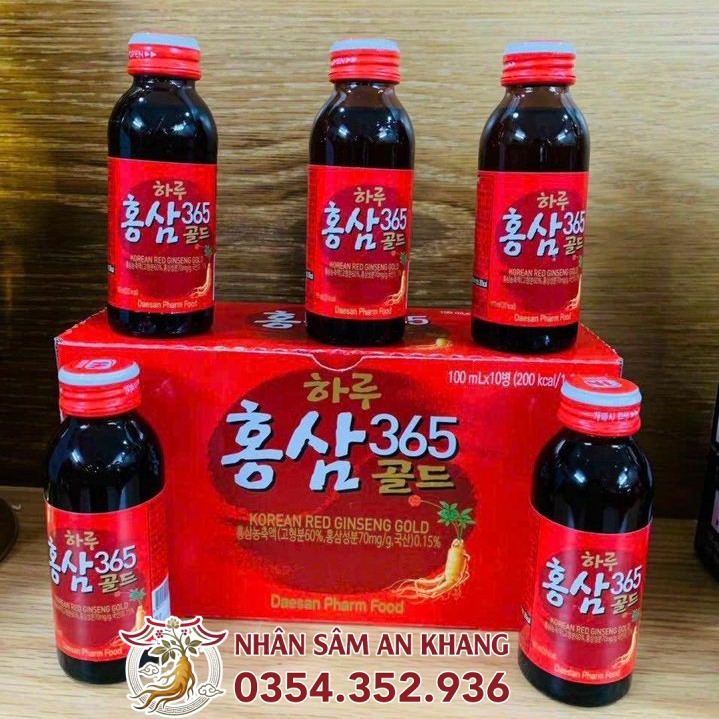 Nước Hồng Sâm 365 Gold Daesan Hộp 10 Chai x 100ml 10 nuoc hong sam daesan gold