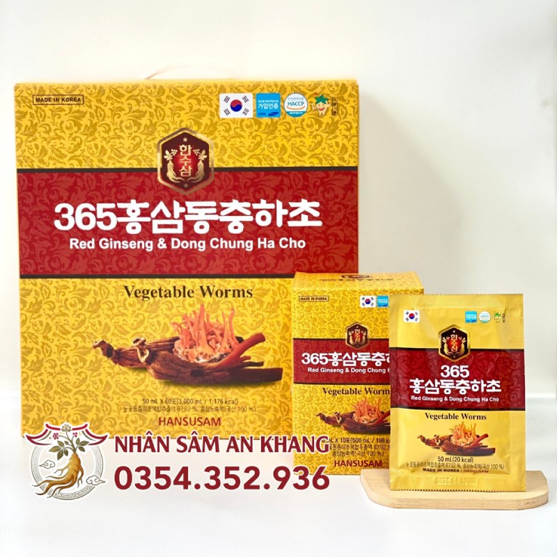 Nước Hồng Sâm Đông Trùng Hạ Thảo 365 Hansusam 50ml x 60 Gói 14 nuoc hong sam dong trung ha thao 365 hansusam 12
