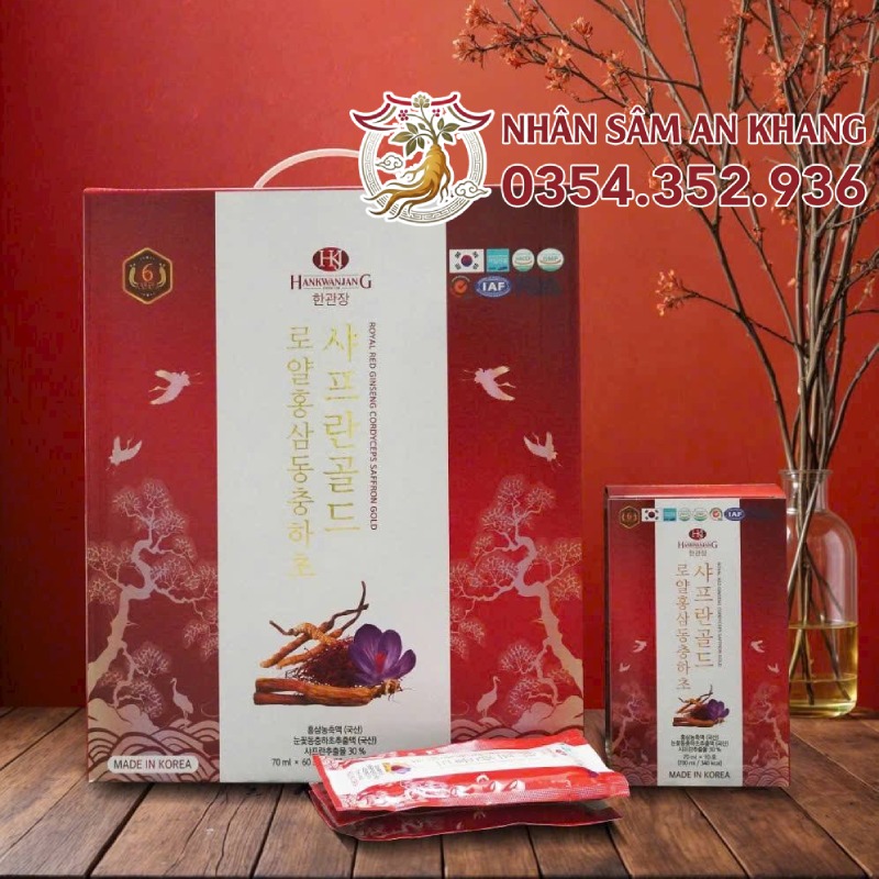 Nước Hồng Sâm Đông Trùng Saffron Hộp 60 Gói x 70ml 11 nuoc hong sam dong trung saffron 4