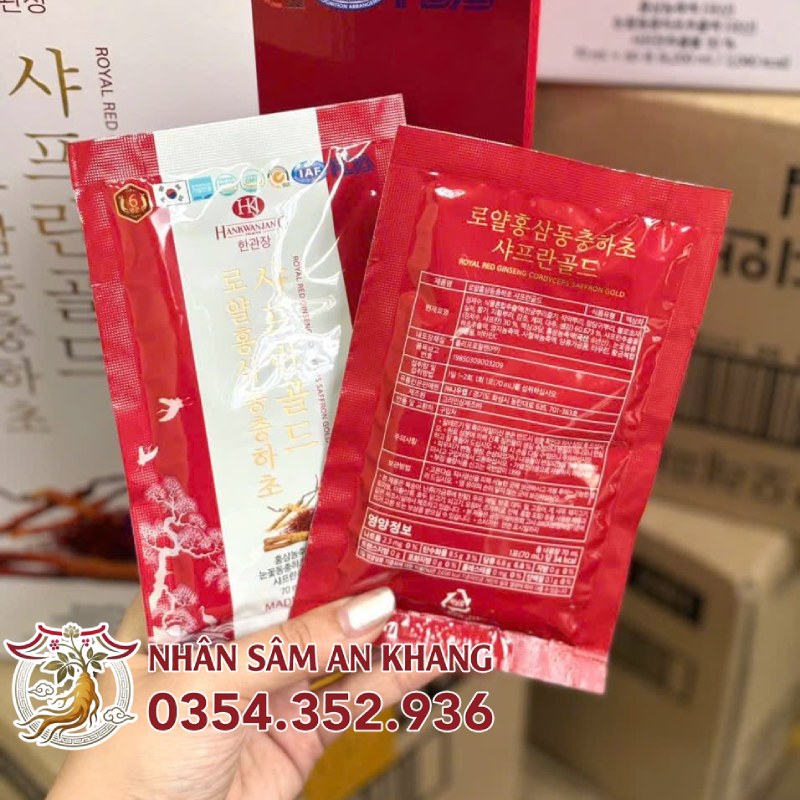 Nước Hồng Sâm Đông Trùng Saffron Hộp 60 Gói x 70ml 14 nuoc hong sam dong trung saffron 6