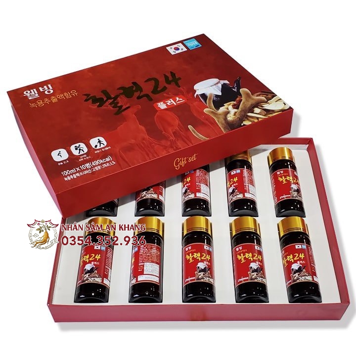 Nước Hồng Sâm Nhung Hươu Well Bio Hộp 10 Chai x 100ml 10 nuoc hong sam nhung loc 4