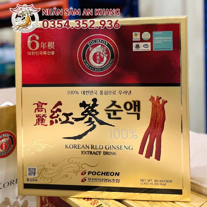 Nước Hồng Sâm Pocheon 100% Hộp 30 Gói x 80ml 25 nuoc hong sam pocheon 100 10
