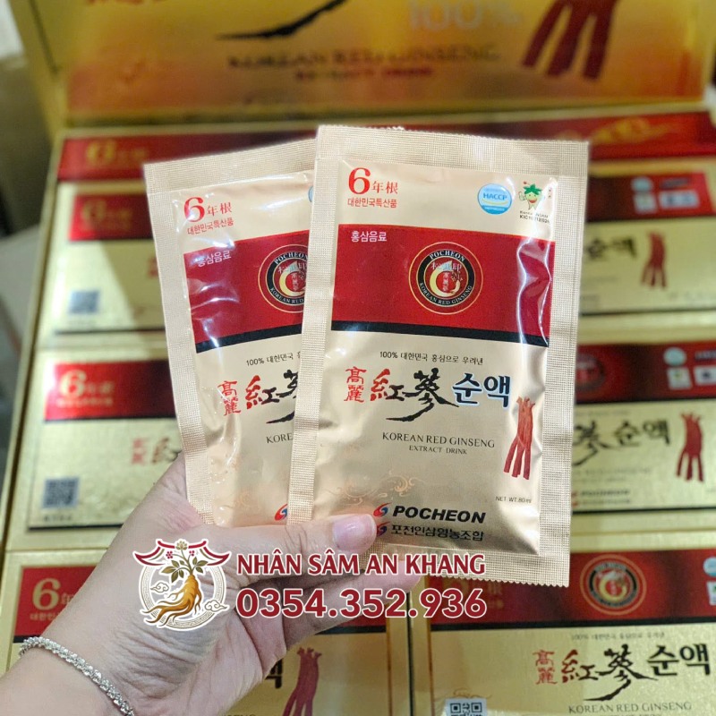 Nước Hồng Sâm Pocheon 100% Hộp 30 Gói x 80ml 26 nuoc hong sam pocheon 100 11