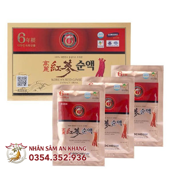 Nước Hồng Sâm Pocheon 100% Hộp 30 Gói x 80ml 19 nuoc hong sam pocheon 100 9