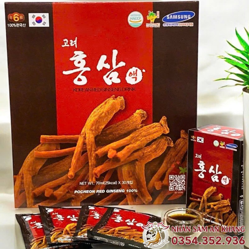 Nước Hồng Sâm Pocheon 6 Năm Tuổi Hộp 30 Gói x 70ml 12 nuoc hong sam pocheon