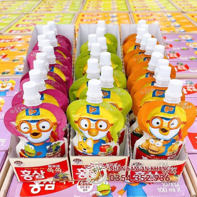 Nước Hồng Sâm Trẻ Em Pororo Paldo Hàn Quốc 10 Túi x 100ml 11 paldo pororo 2