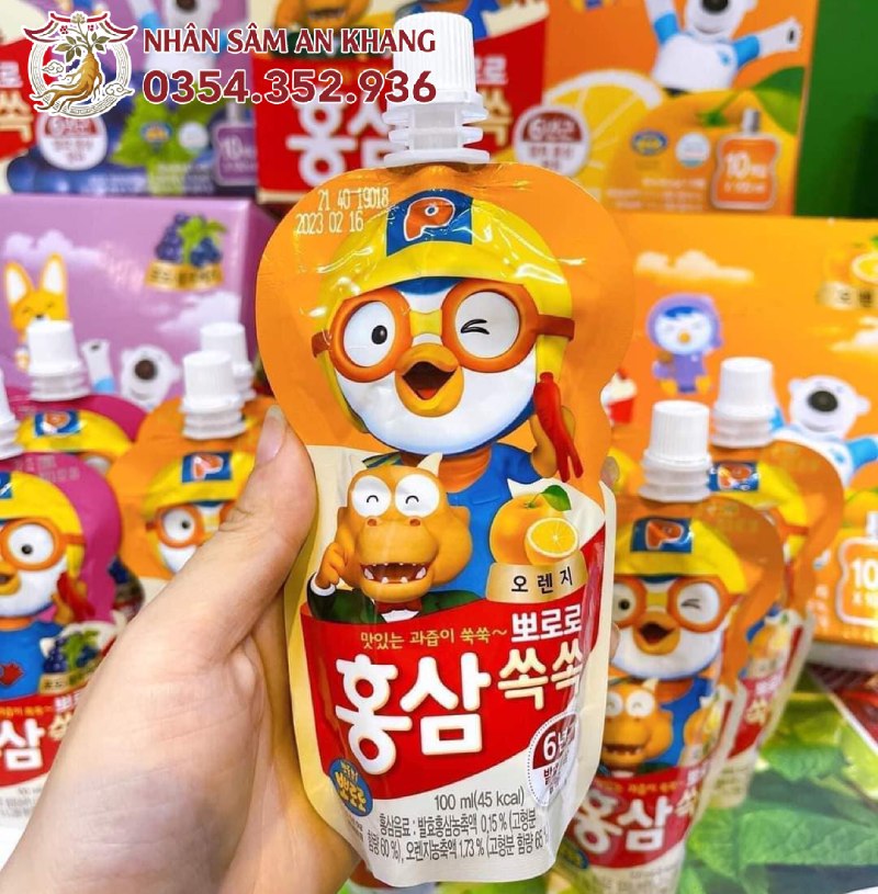 Nước Hồng Sâm Trẻ Em Pororo Paldo Hàn Quốc 10 Túi x 100ml 16 paldo pororo 4
