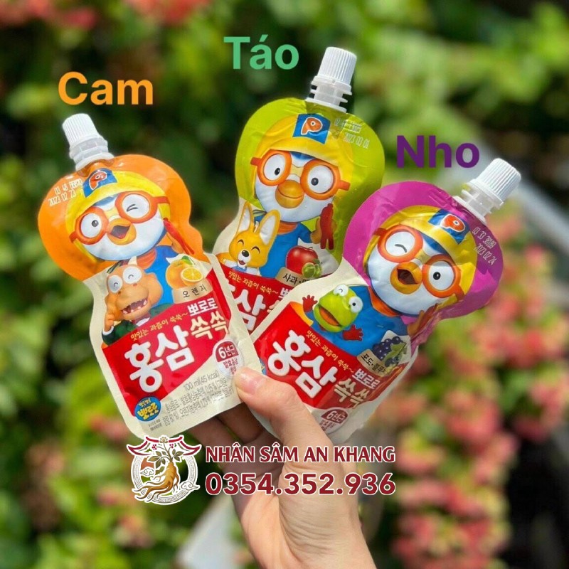 Nước Hồng Sâm Trẻ Em Pororo Paldo Hàn Quốc 10 Túi x 100ml 12 paldo pororo 5