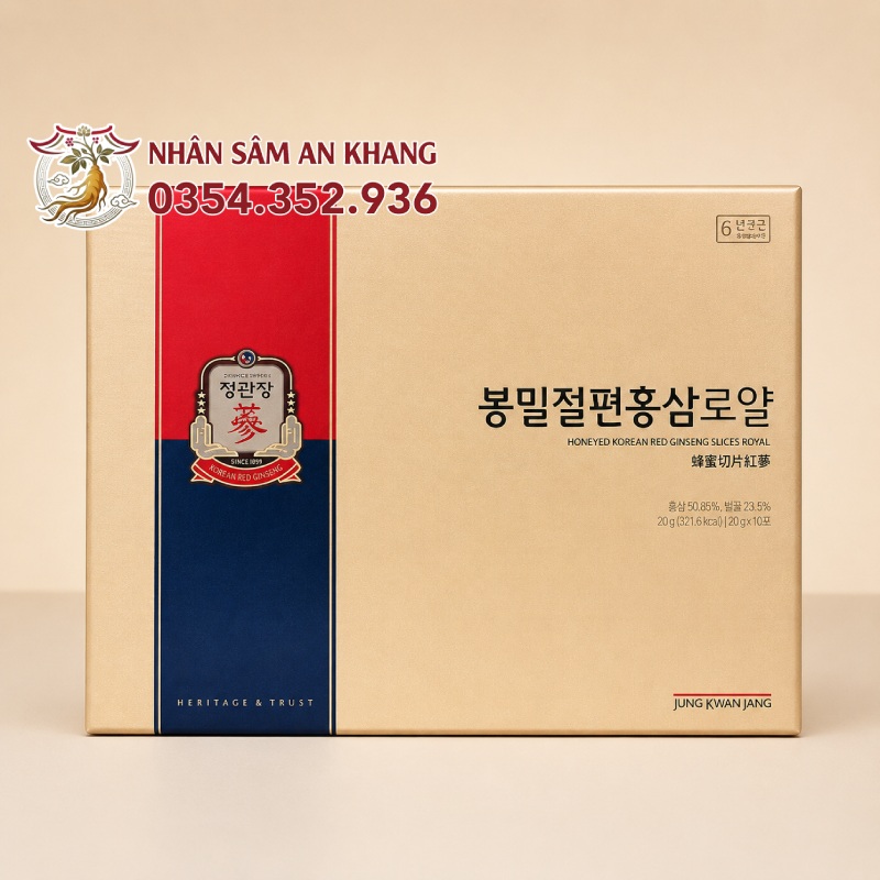 Hồng Sâm Thái Lát Tẩm Mật Ong KGC Hộp 160G 5 sam lat tam mat ong kgc