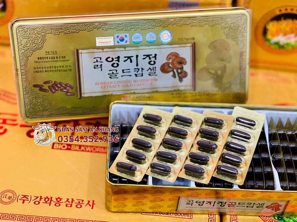 Viên Linh Chi Hàn Quốc KGS Hộp Thiếc 120 Viên 8 dam hong sam linh chi kgs 2