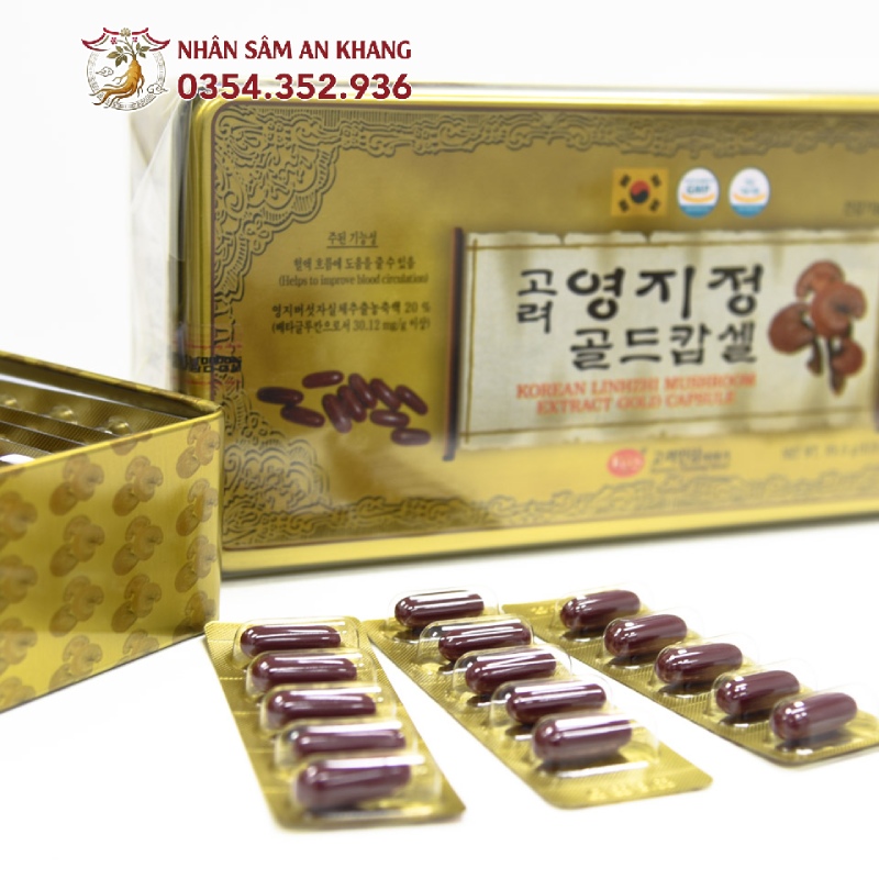 Viên Linh Chi Hàn Quốc KGS Hộp Thiếc 120 Viên 10 dam hong sam linh chi kgs 5