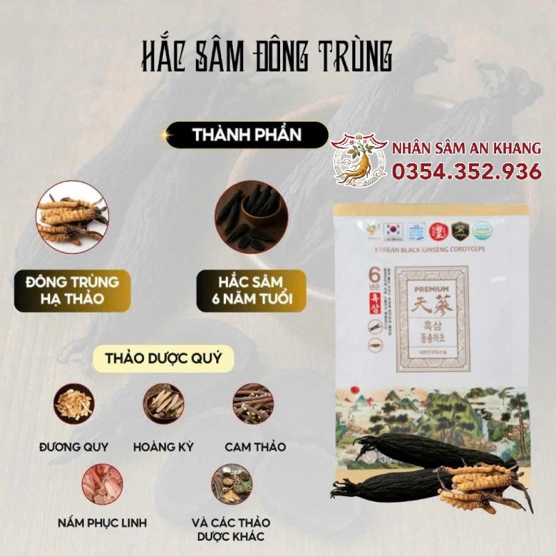 Nước Hắc Sâm Đông Trùng Hạ Thảo Ginseng King 60 Gói x 50ml 7 nuoc hac sam dong trung ginseng king 9