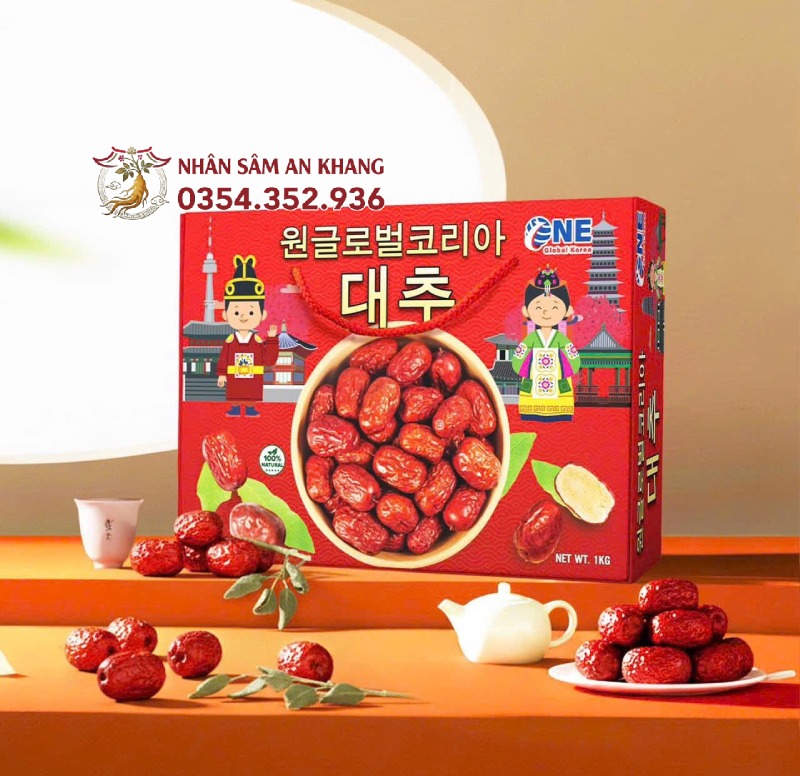 Táo Đỏ Sấy Khô Hàn Quốc One Global 1KG 10 tao do co hoa don 3