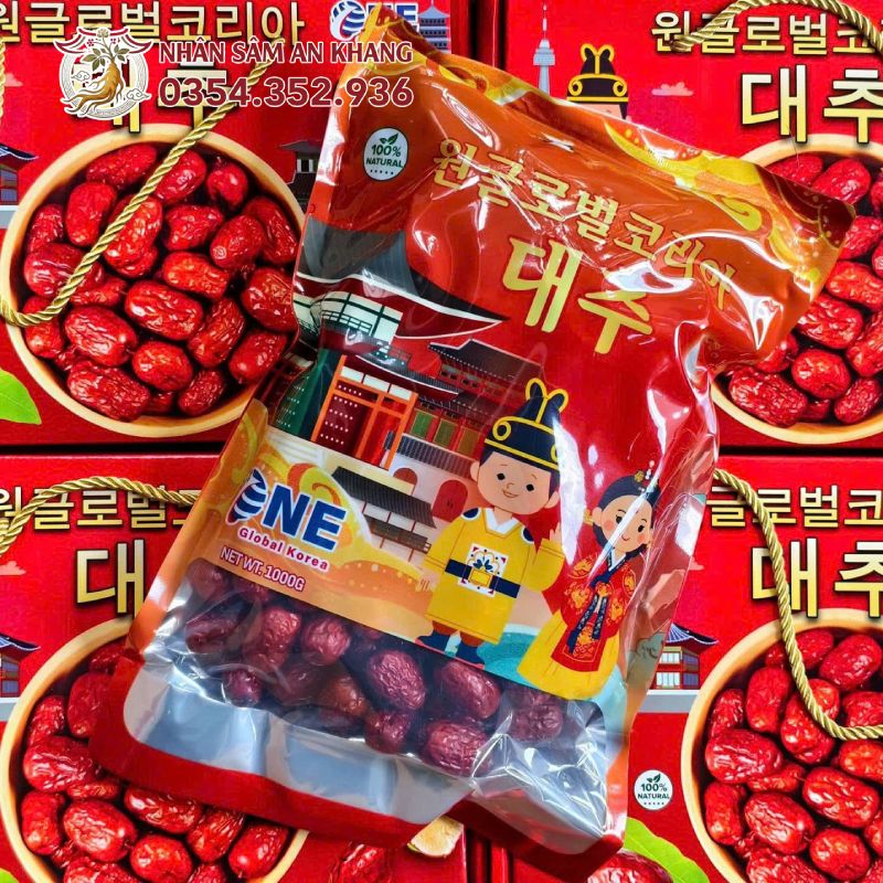 Táo Đỏ Sấy Khô Hàn Quốc One Global 1KG 15 tao do co hoa don 4