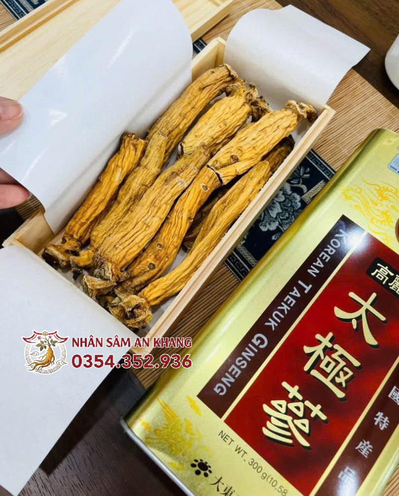 Thái Cực Sâm Củ Khô Hộp Thiếc Taekuk Daedong 300g 12 thai cuc sam cu kho 2