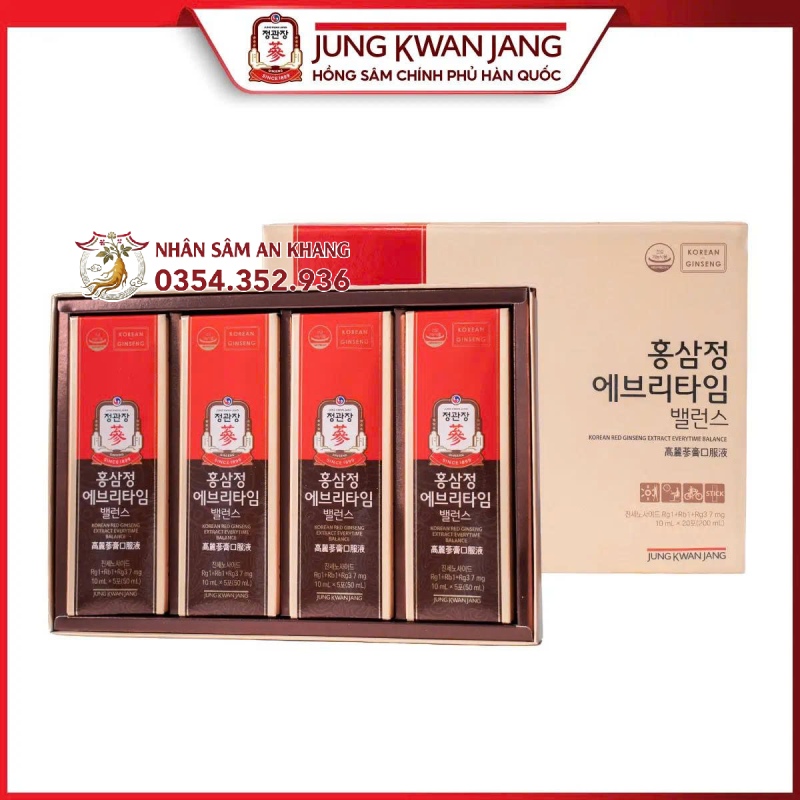 Tinh Chất Hồng Sâm Pha Sẵn KGC Everytime Balance 20 Gói x 10ml 10 tinh chat pha san kgc balance 11