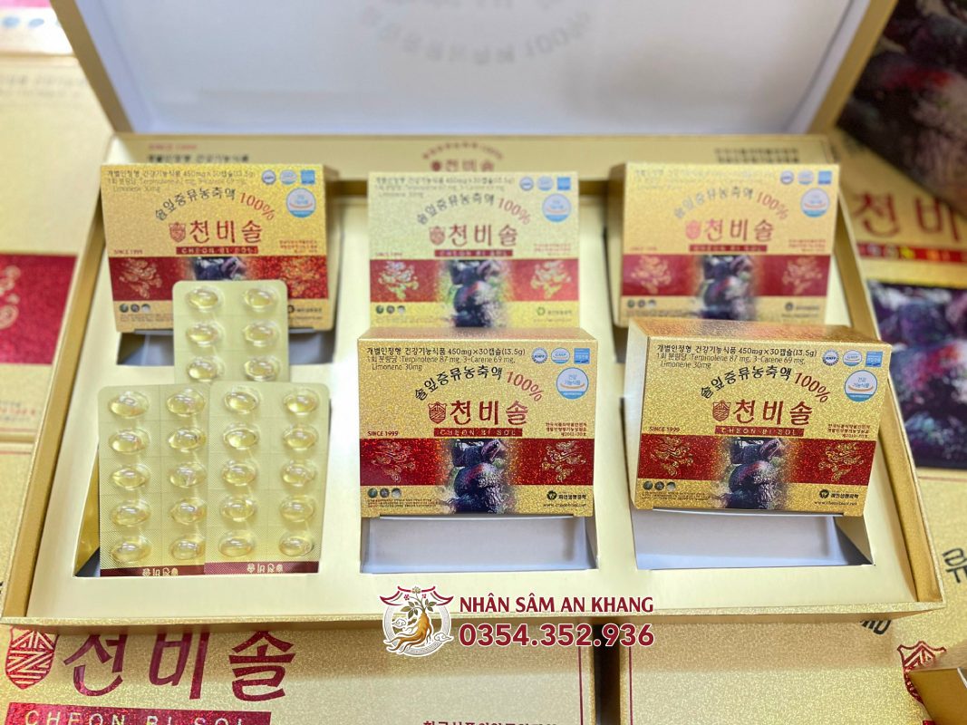Tinh Dầu Thông Đỏ Cheon Bi Sol 180 Viên 17 tinh dau thong do cheon bi sol 3