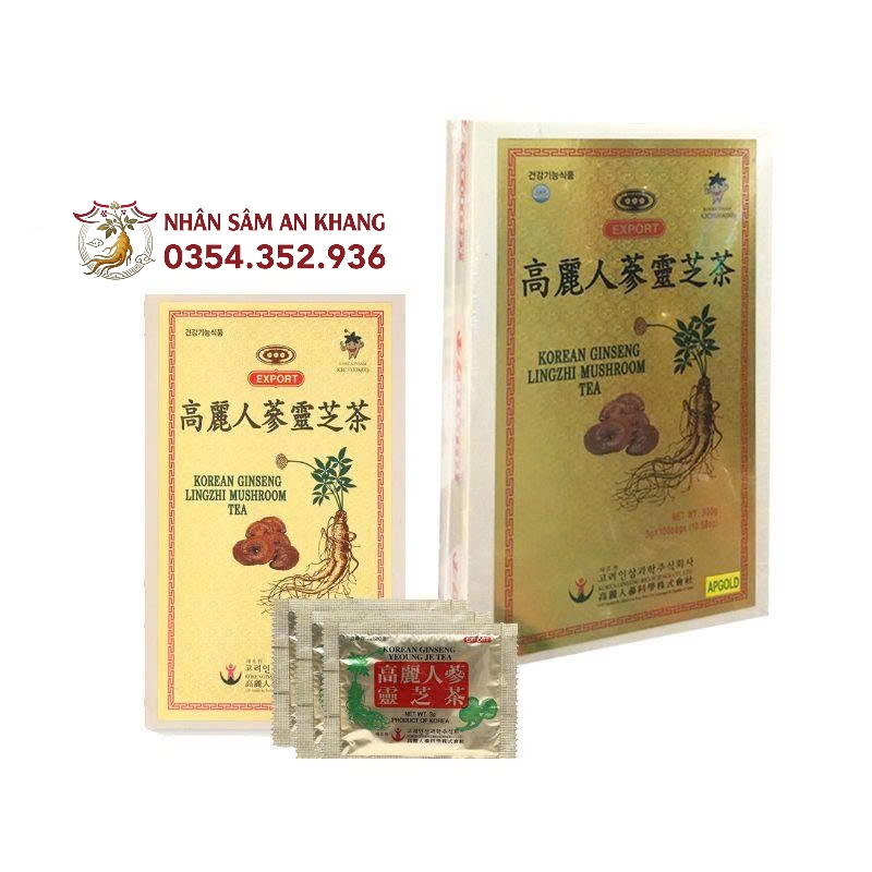 Trà Hồng Sâm Linh Chi Bio Apgold Hộp Gỗ 100 Gói 8 tra linh chi bio 4