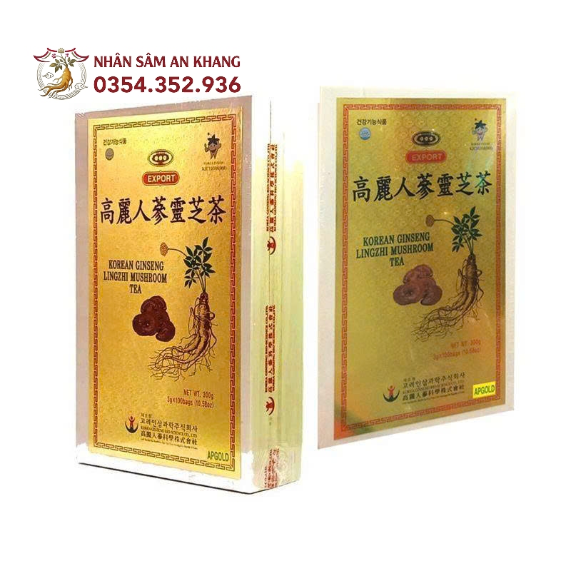 Trà Hồng Sâm Linh Chi Bio Apgold Hộp Gỗ 100 Gói 9 tra linh chi bio 5