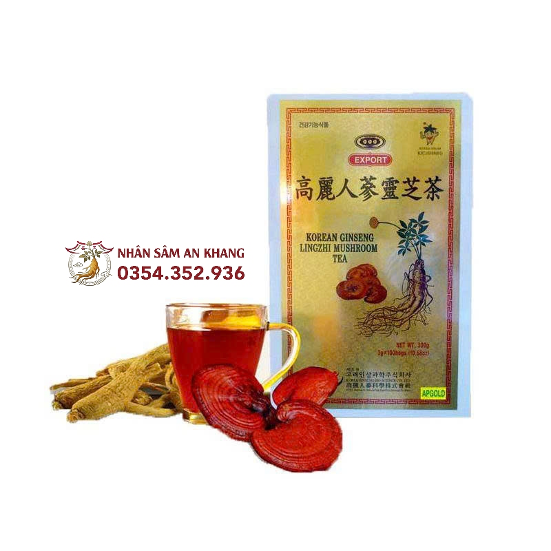 Trà Hồng Sâm Linh Chi Bio Apgold Hộp Gỗ 100 Gói 11 tra linh chi bio 7