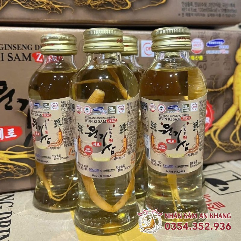 Nước Hồng Sâm Won Ki Sam Không Đường 120ml x 10 Chai 9 wonkisam ko duong 2