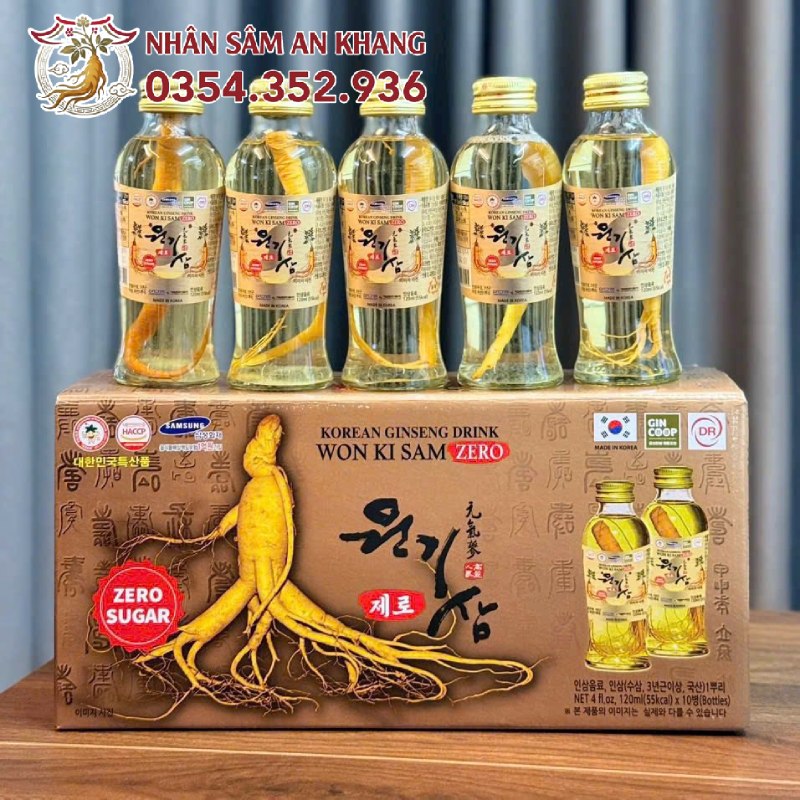 Nước Hồng Sâm Won Ki Sam Không Đường 120ml x 10 Chai 7 wonkisam ko duong 3