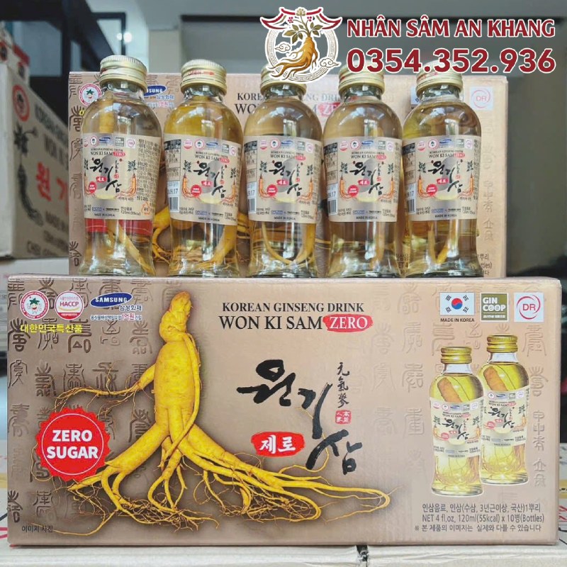 Nước Hồng Sâm Won Ki Sam Không Đường 120ml x 10 Chai 8 wonkisam ko duong 6