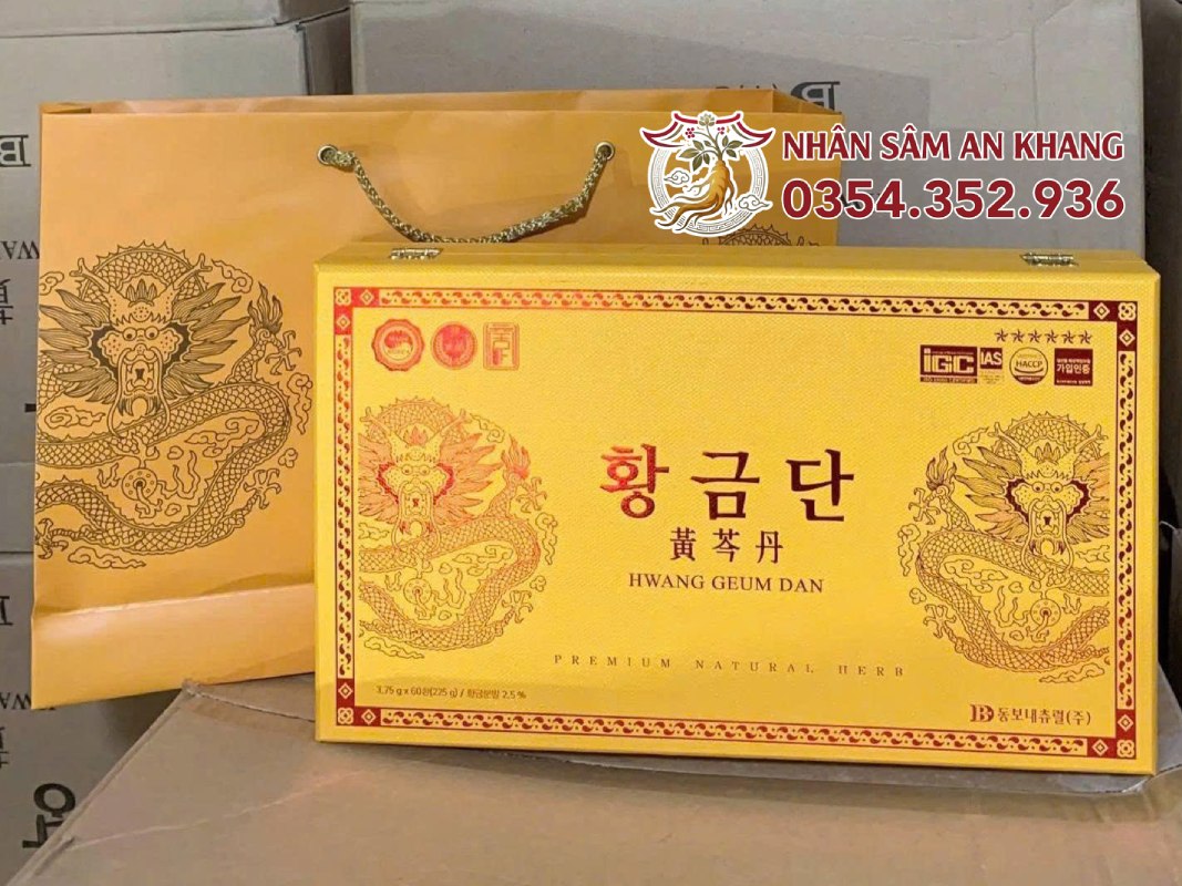 An Cung Ngưu Hoàng Hoàn Hwang Geum Dan Dongbo 60 Viên 12 an cung hop vang 4