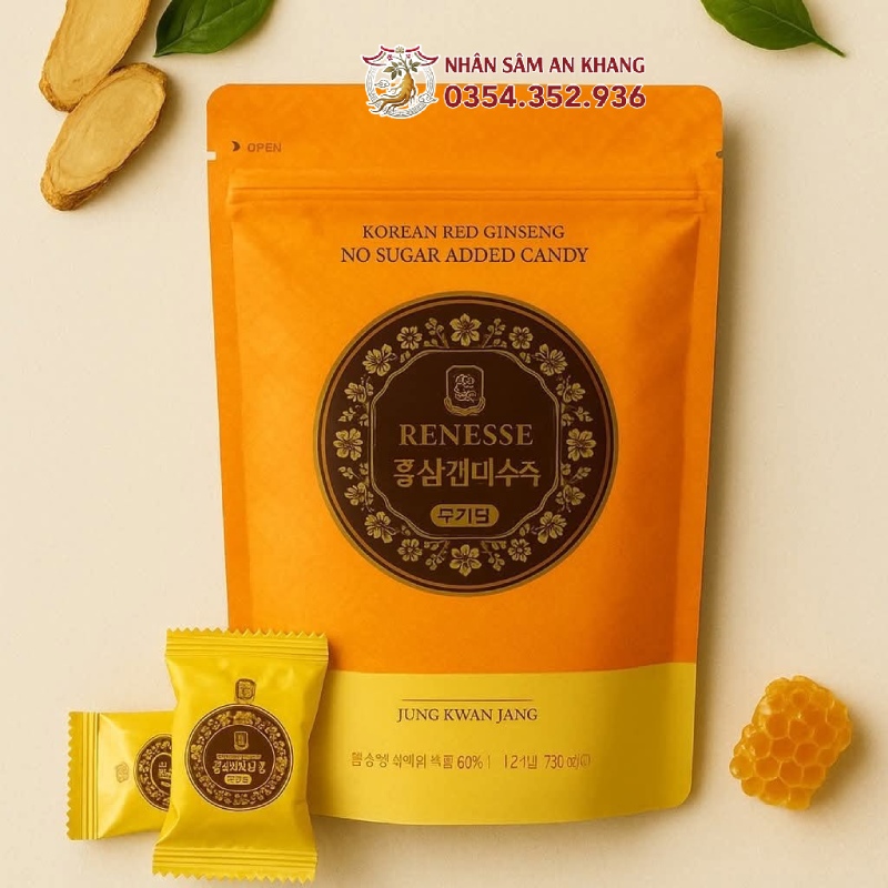 Kẹo Hồng Sâm Không Đường KGC 120G, 240g 8 keo kgc 2