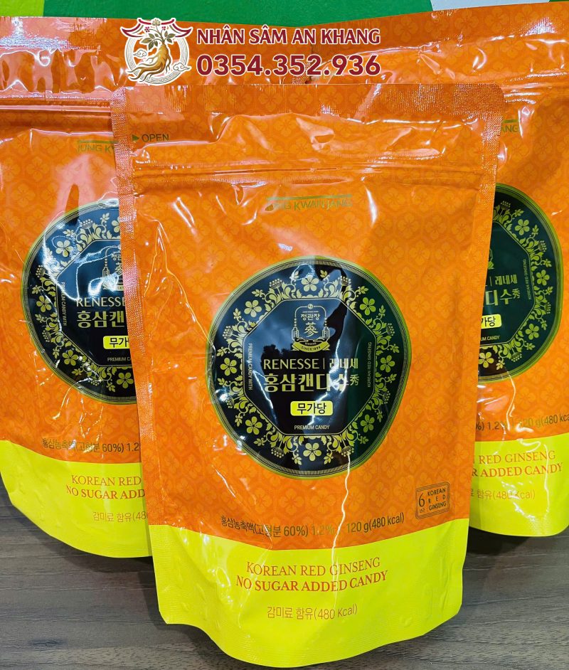 Kẹo Hồng Sâm Không Đường KGC 120G, 240g 9 keo kgc 6