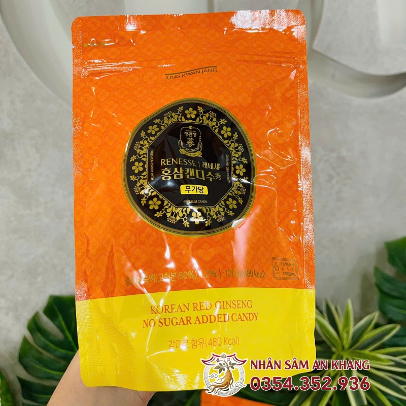 Kẹo Hồng Sâm Không Đường KGC 120G, 240g 10 keo kgc 7